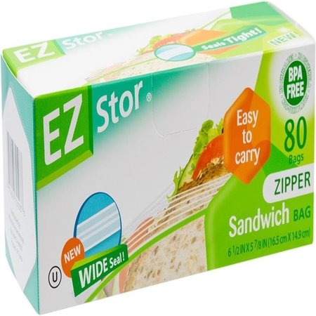 EZ-STOR EZ-Stor 6034059 Wide Seal Sandwich Storage Bag; Clear - Pack of 80 6034059